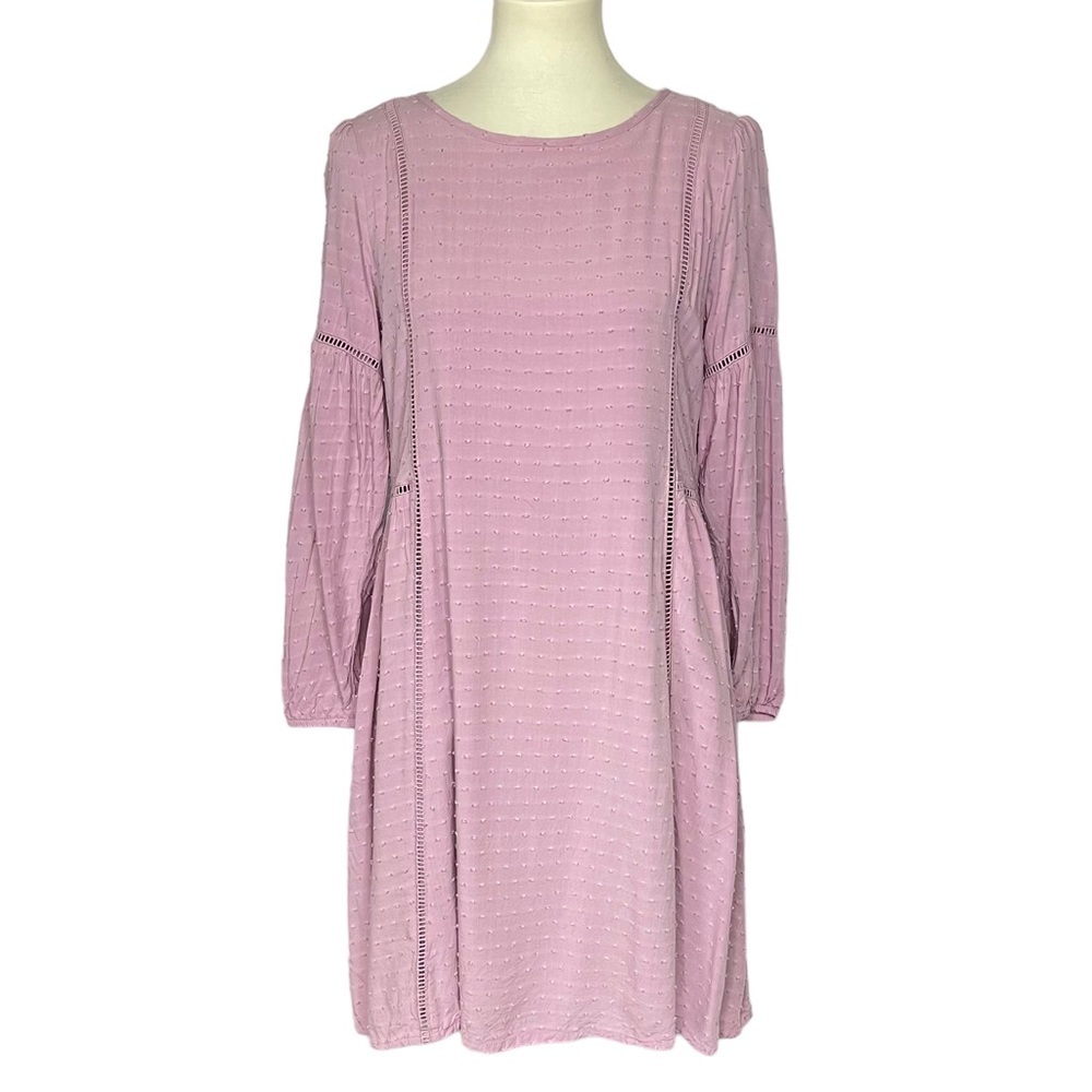 Matilda Jane Dress Womens Small Turn On the Charm Pink Swiss Dot Long Sleeves